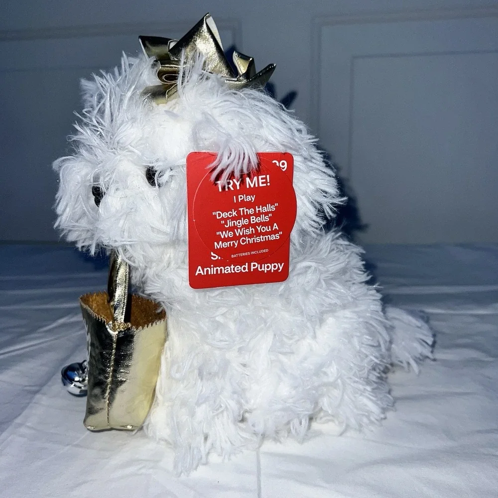 Dan Dee Spinning Animated White Dancing Christmas Dog Puppy Jingle Bells Holiday